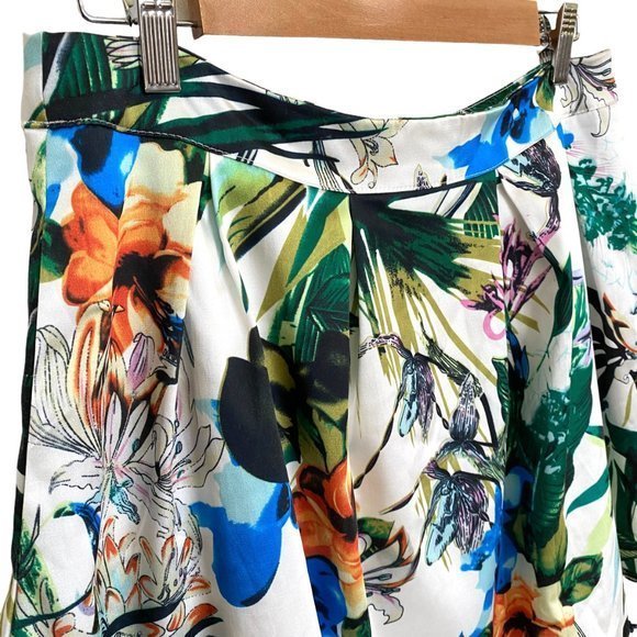 BANANA USA Retro Floral Tropical Hawaiian Full Skirt w/ Tulle‎ & Pockets Size L - Picture 7 of 11